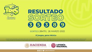 Resultados Lotería Tris Extra hoy: ganadores y números premiados | 26 de marzo