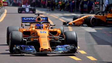 Fernando Alonso y Stoffel Vandoorne en la clasificaci&oacute;n del GP de M&oacute;naco de F1 2018. 