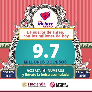 Resultados Melate Retro: números que cayeron hoy y premios del sorteo 1547 | 15 de julio del 2025