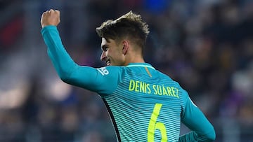 Denis Su&aacute;rez celebra el gol marcado ante el Eibar. 