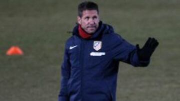 Simeone en el entrenamiento del Atlético