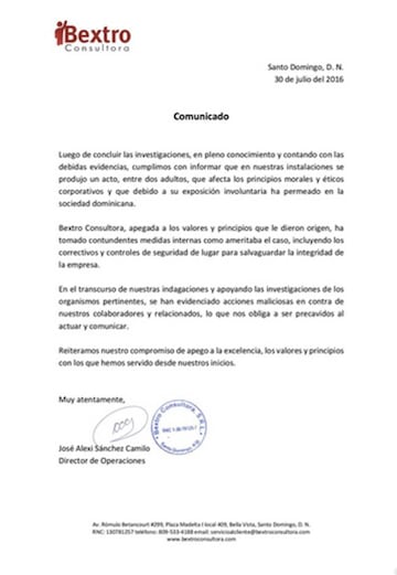 Comunicado Consultora Bextro