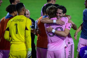 Benjamin Cremaschi was mobbed by his teammates after scoring the winning penalty in the shootout against FC Dallas. 