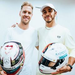 Hamilton y Vettel se muestran respeto: intercambio de cascos