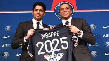 Nasser al Khelaifi y Mbappé.