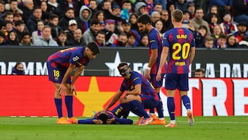 Balde, lesionado en el partido entre el Barça y el Athletic.