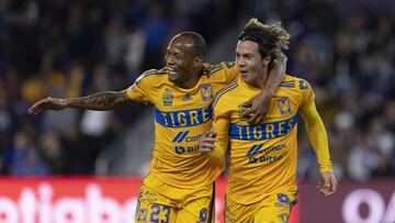 Francisco Sebastian Cordova celebrates his goal 0-1 with Luis Quinones of Tigres  during the game Orlando City (USA) vs Tigres UANL (MEX), corresponding to Round of 16 second leg match of the 2022 Scotiabank Concacaf Champions League, at Exploria Stadium, on March 15, 2023.

<br><br>

Francisco Sebastian Cordova celebra su gol  0-1 con Luis Quinones de Tigres durante el partido Orlando City (USA) vs Tigres UANL (MEX), correspondiente al partido de Vuelta de octavos de final de la Liga de Campeones Scotiabank Concacaf 2022, en el Estadio Exploria, el 15 de Marzo de 2023.