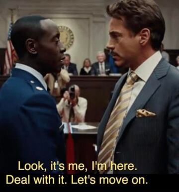 Diálogo entre Don Cheadle y Robert Dawney Jr.