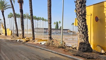 Instalaciones del campo del Algemesí tras el paso de la dana.