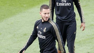 Eden Hazard, durante un entrenamiento con el Real Madrid.