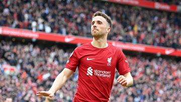 Diogo Jota celebra el gol de la victoria contra en Tottenham.