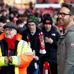 Ryan Reynolds supports Wrexham as they play Sheffield United in the FA Cup match