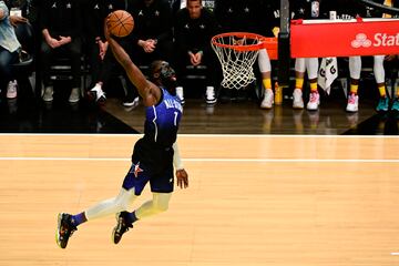 Feb 19, 2023; Salt Lake City, UT, USA; Team LeBron guard Jaylen Brown (7) dunks the ball during the second half against Team Giannis in the 2023 NBA All-Star Game at Vivint Arena. Mandatory Credit: Christopher Creveling-USA TODAY Sports