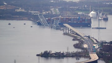 View of the Dali cargo vessel which crashed into the Francis Scott Key Bridge causing it to collapse in Baltimore, Maryland, U.S., March 26, 2024. REUTERS/Nathan Howard