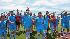 Los jugadores del Algediras festejan su triunfo ante el Sanse.