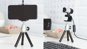 Con altura ajustable y rotación de 360 grados: este es el mini trípode Amazon Basics