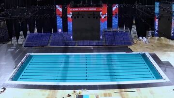 La impresionante transformación del Lucas Oil Stadium a 3 albercas en su interior