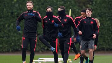 Los jugadores del Arsenal durante un entrenamiento.