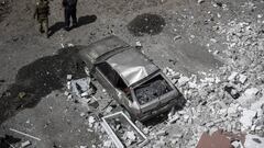 KHARKIV, UKRAINE - JUNE 26: Damaged car is seen after shelling as the Russian-Ukraine war continues in Nemyshlyanskyi district of Kharkiv Oblast, Ukraine on June 26, 2022. (Photo by Metin Aktas/Anadolu Agency via Getty Images)