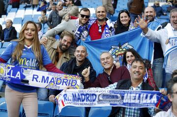 Gran ambiente en el estadio Santiago Bernabéu para presenciar el partido de vuelta de los dieciseisavos de final de la Copa del Rey frente al Melilla. 