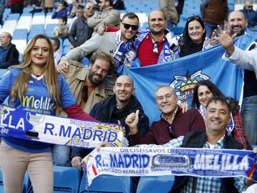 Gran ambiente en el estadio Santiago Bernabéu para presenciar el partido de vuelta de los dieciseisavos de final de la Copa del Rey frente al Melilla. 