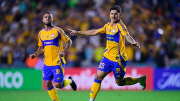 Romulo Zanre celebrates his goal 3-1 of Tigres during the Quarter Finals second leg match between Tigres UANL and Los Angeles Galaxy as part of the CONCACAF Champions Cup 2025, at Universitario Stadium on April 08, 2025 in Monterrey, Nuevo Leon, Mexico.