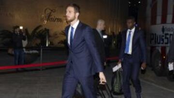 Oblak, en la llegada del Atlético a Barcelona.