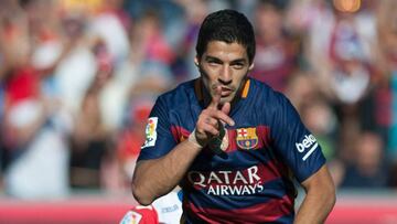 El mejor de la liga. Suárez celebra un gol ante el Granada.