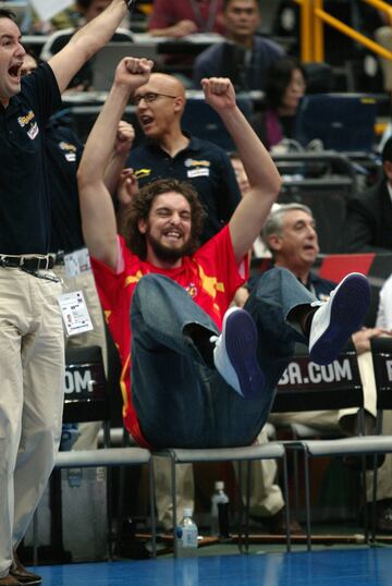 Gasol fue el alma de la selecci¨®n espa?ola en el Mundial de Jap¨®n 2006. Pese a no disputar la final, el combinado se proclam¨® campe¨®n.