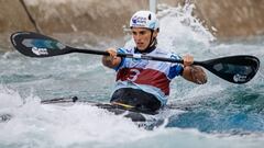 Foto cedida por ABraCan de la espa&ntilde;ola campeona ol&iacute;mpica Maialen Chourraut durante la prueba de los Mundiales de Pirag&uuml;ismo Eslalon de R&iacute;o de Janeiro (Brasil).