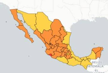 Mapa del semáforo epidemiológico en México, 7 al 13 de septiembre