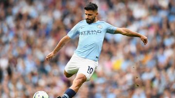 Sergio Agüero, durante un partido contra el Newcastle.