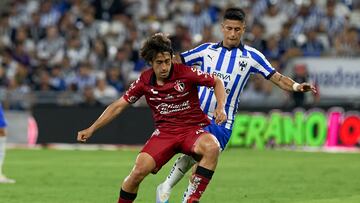 (L-R) Jose Abella of Atlas and Maximiliano Meza of Monterrey during the game Monterrey vs Atlas, corresponding to Round 02 of the Torneo Apertura 2023 of the Liga BBVA MX, at BBVA Bancomer Stadium, on July 09, 2023.

<br><br>

(I-D) Jose Abella de Atlas y Maximiliano Meza de Monterrey durante el partido Monterrey vs Atlas, correspondiente a la Jornada 02 del Torneo Apertura 2023 de la Liga BBVA MX, en el Estadio BBVA Bancomer, el 09 de Julio de 2023.