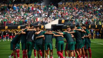 Players of Mexico during the game Panama vs Mexico (Mexican National team), corresponding Great final of the CONCACAF Gold Cup 2023, at SoFi Stadium, on July 16, 2023.
<br><br>
Jugadores de Mexico durante el partido Panama vs Mexico (Seleccion Nacional Mexicana), correspondiente a la Gran Final de la Copa Oro de la CONCACAF 2023, en el SoFi Stadium, el 16 de Julio de 2023.