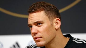 TALLINN, ESTONIA - OCTOBER 12: Manuel Neuer of Germany looks on during a press conference at A. Le Coq Arena on October 12, 2019 in Tallinn, Estonia. Germany will play against Estonia in a UEFA Euro 2020 qualifier match on October 13, 2019 in Tallinn, Est