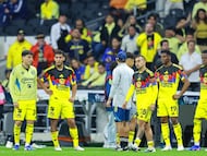 Alexis Gutierrez, Sebastian Caceres, Erick Sanchez, Jose Zuniga, Cristian Borja of America during the Quarter Finals second leg match between America and Nashville SC as part of the CONCACAF Champions Cup 2026, at Banorte (Azteca) Stadium, on April 14, 2026 in Mexico City, Mexico.