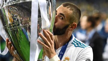 Benzema besa su cuarta Champions, la que gan&oacute; ante el Liverpool.