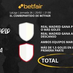 Real Madrid vs. Sevilla: Combipartido de Betfair a cuota 7.7