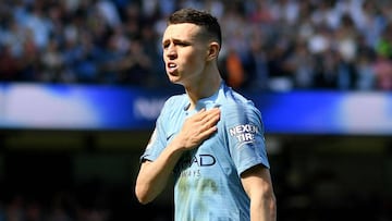 El centrocampista inglés del Manchester City, Phil Foden, durante un partido.