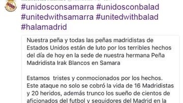 Mensaje de peña madridista en USA.