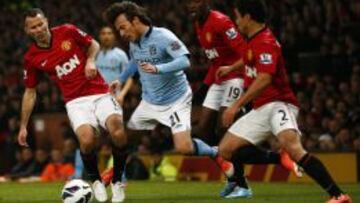David Silva, durante el derbi de Manchester en el que se lesionó.