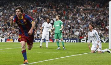 Messi marcó dos tantos en la ida de semifinales de Champions.