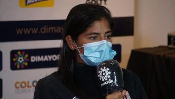 Catalina Usme, jugadora del América, en rueda de prensa