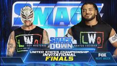 Gráfico promocional de Rey Mysterio vs Santos Escobar para Smackdown.