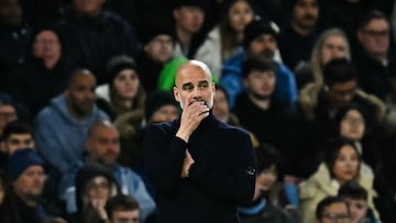 Pep Guardiola, técnico del Manchester City, durante el partido ante el Tottenham.