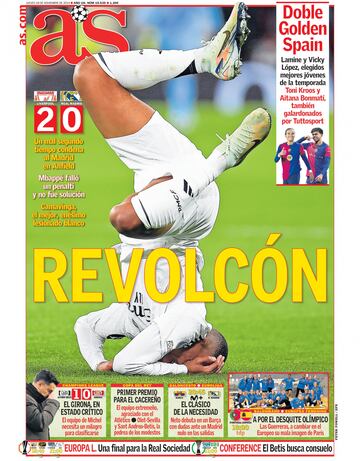 "Mbappé se hunde": las portadas de la prensa tras la derrota del Madrid