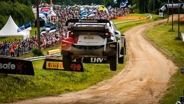 Kalle Rovanperä (FIN) Jonne Halttunen (FIN) Of team TOYOTA GAZOO RACING WRT are seen performing during the  World Rally Championship Estonia in Tartu, Estonia on  16,July // Jaanus Ree / Red Bull Content Pool // SI202207160198 // Usage for editorial use only // 