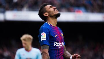 BARCELONA, SPAIN - DECEMBER 02: Paulinho of FC Barcelona reacts during the La Liga match between FC Barcelona and Celta de Vigo at Camp Nou on December 2, 2017 in Barcelona, Spain. (Photo by Alex Caparros/Getty Images)
