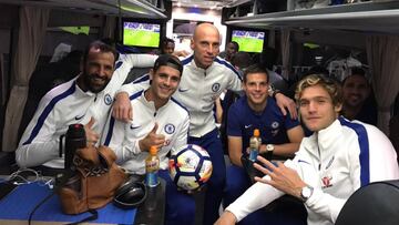 Morata, celebrando su hat-trick con sus compañeros.