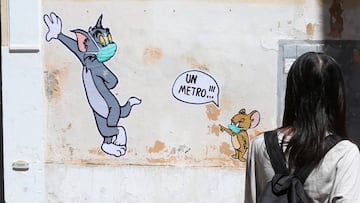 Mural de Tom y Jerry creado por el artista italiano Mauro Pallotta &#039;Maupal&#039; en una pared en Borgo Pio (Roma), a pocos metros de la Plaza de San Pedro y la Ciudad del Vaticano.